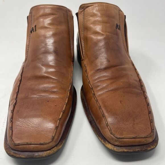 Angel Infantes Brown Square Toe Slip On Fine Leather Loafer Dress Shoes Size 45 - Picture 2 of 9